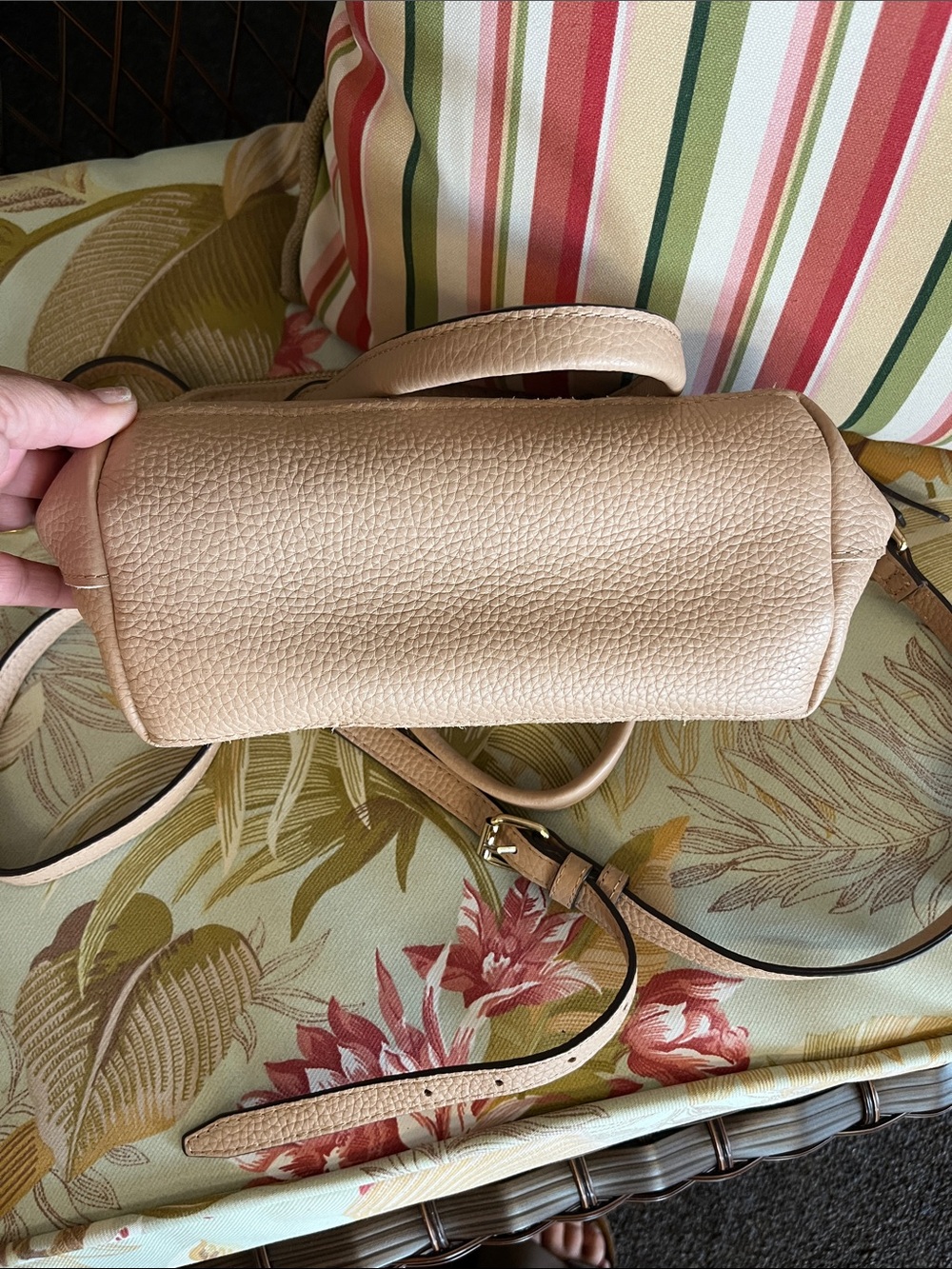 American Leather Company Satchel Crossbody Bag - Beige - Picture 4 of 7